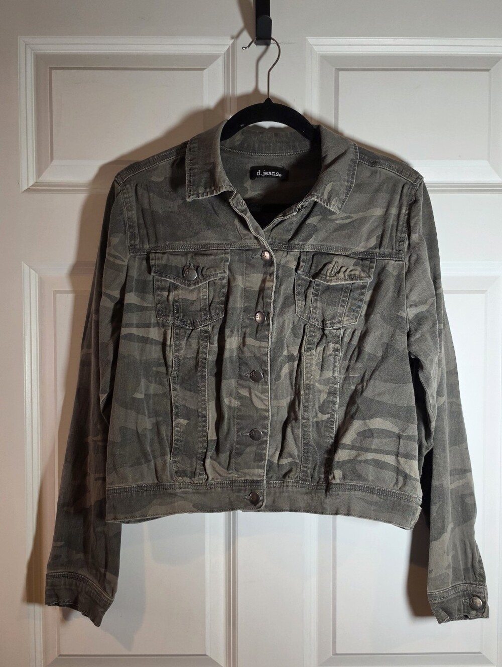 d. jeans Women's Green Camo Denim Jacket Cotton Blend M